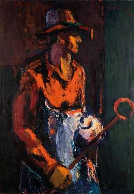 Laszlo Ridovics, geb. 1925, Portré, Öl/Platte, verso sign., betitelt, ca. 100x70 cm, Rahmen, leichte Farbablätterung