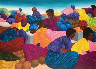 Roland z. Thomas, naive Malerei, Acryl/Platte, sign., ca. 85x110 cm, Rahmen