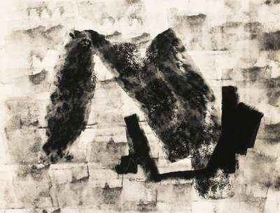 Bernard Bygodt, 1939-2004, Abstrakte Komposition in Schwarz und Grau, Gouache/Malkarton, um 1968, sign., Blattgr. 50x65 cm, unter Glas gerahmt