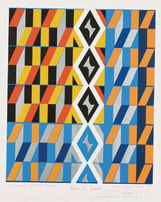 Otto Herbert Hajek, 1927-2005, Hommage an Willy Brandt - zum Friedensnobelpreis 1971, Farbserigraphie, sign., dat. 1971, Blattgr. 75x65 cm, unter ...