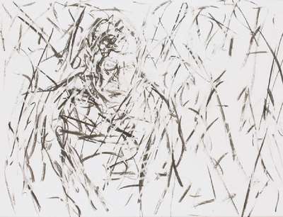 Michael Ditteney, geb. 1965 Karlsruhe, P107,Kohle/Papier, 1999, sign., ca. 70x90cm, unter Glas gerahmt, 95x75 cm