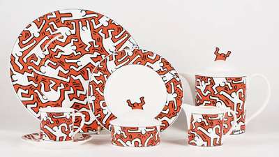 Keith Haring, 1958-1990, Spirit of Art 15- teiliges Kaffee-Service, Bone China Porzellan von Villeroy & Boch aus der Reihe A piece of art, ...