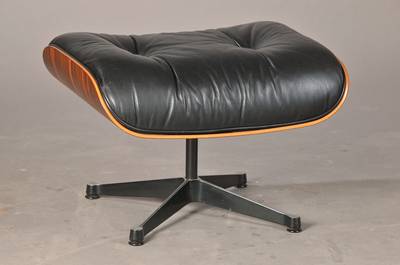 Ottoman, Charles u. Ray Eames, Herman Miller, 60/70er Jahre, Holzschale mit Palisanderfurnier, 4-facher Sternfuß, authentischer hermin miller, ...