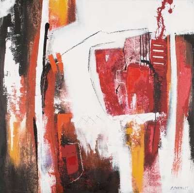 Silvia Sartelet, geb. 1947 Berlin, Abstrakte Komposition, Acryl/Lwd, sign., 100x100 cm