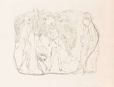 Gerhard Altenbourg, 1926-1989, Lithografie/Steinritzung auf Bütten Karton, handsign., dat. 1971, num. 7/22, mit Trockenstempel, WVZ: Janda L 154 II, ...