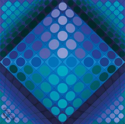 Victor Vasarely, 1906-1997, Schachbrett, Farbserigraphie auf Acrylplatte, num. 921/1500, sign., dat. 1982, 70x70 cm