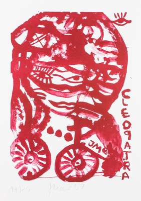 Jonathan Meese, geb. 1970, Cleopatra, Farblithografie auf Incisione Büttenpapier, 2007, handsign., num. 14/20, Blattgr. 70x50 cm