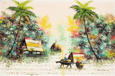 R. Calmann, Asiatisches Motiv, Öl/Lwd auf Holz aufgezogen, sign., ca. 60x91 cm