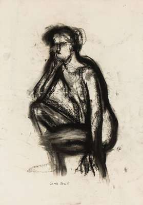 Carla Brill, 1906-1994, Meisterschülerin vonMax Beckmann, hier: Frauenporträt, Kohlezeichnung, sign., Blattgr. 42x30 cm