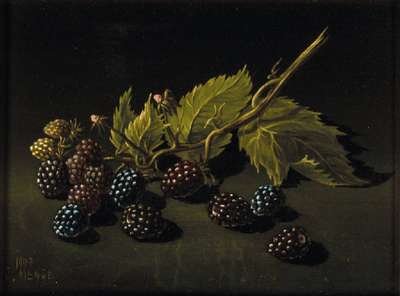 Charles Menge, 1920-2009, Nature morte aux murons, Öl/Holz, sign., dat.1993, ca. 17,5x23,5 cm, Rahmen ca. 38x44 cm