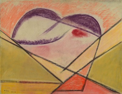 Werner Höll, 1898-1984, Pastell/Papier, sign., dat. 1953, PP, Ausschnitt 60x48 cm, unter Glas gerahmt