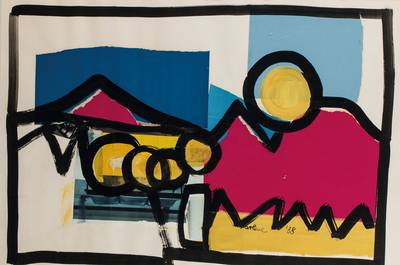 Marlene Reinsch, Mannheimer Künstlerin, Collage/Acryl/Papier, sign., PP Ausschnitt 66x97cm, unter Glas gerahmt 150x110 cm