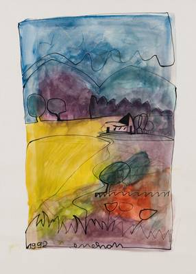 Marlene Reinsch, Mannheimer Künstlerin, Collage/Acryl/Papier, sign., PP, ca. 40x58 cm, unter Glas gerahmt