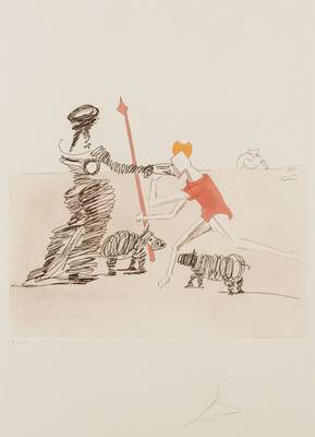 Salvador Dali, 1904-1989, Radierung auf Arches Velin, 1980, handsign., num. 44/125, WVZ: Field 80, Platte 40x44,5 cm, unter Glas gerahmt, gesamt ...