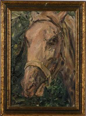 Otto Dill, 1884 Neustadt-1957 Bad Dürkheim, Pferdekopf, Öl/Platte, 1922/23, links unten sign., 55x40 cm, Rahmen
