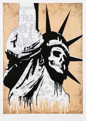 SINERO, geb. 1973, Nobody is free, 2006, Offset-print, sign., num. 117/150, Druckstempel Pasota, Blattgr. 52x49 cm