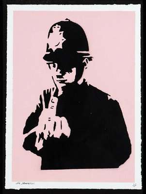 Banksy by NOT BANKSY, (Stot21STCplanB aka Harry Adams), Rude Copper red, 2016, Schablone/Sprühfarbe auf Büttenpapier, sign., num. 1/20, ...
