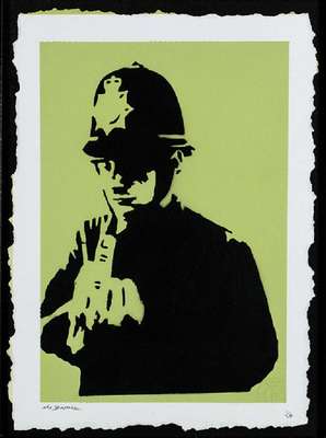 Banksy by NOT BANKSY, (Stot21STCplanB aka Harry Adams), Rude Copper green, 2016, Schablone/Sprühfarbe auf Büttenpapier, sign., num. 1/20, ...