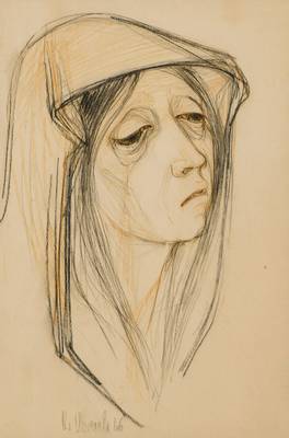 Christel Abresch, 1931-2011, Tristesse immense, Bleistift/Buntstiftzeichnung, sign., dat. 1966, Blattgr. 58x37 cm, unter Glas gerahmt, dazu ...