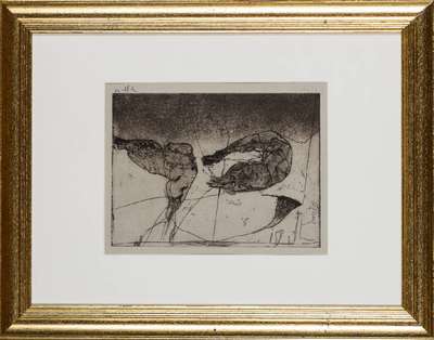 Horst Janssen, 1929-1995, Seetier, Radierung, sign., dat. 1976, num. 2/200, Platte 17x22 cm, unter Glas gerahmt