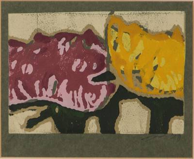 Klaus Fussmann, geb. 1938 Velbert, Rosen, Linolschnitt, sign., num. 14/60, dat. (19)90, ca. 22,5x25,5 cm, unter Glas gerahmt