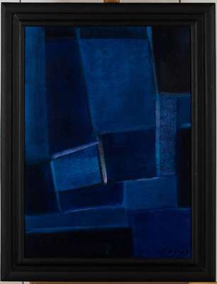 Hubertus Karl Frey, 1929 Breslau-2003 Stuttgart, Komposition in Blau, Acryl/Hartfaser, sign., dat. (19)69, 74x54 cm,Rahmen