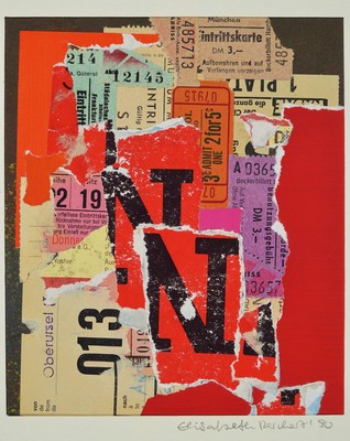 Elisabeth Reichert, 1940-2012, Konvolut aus 4 Collagen, je sign., dat., Blattgr. 42x35 cm Provenienz: Verband Sparda Bank Frankfurt
