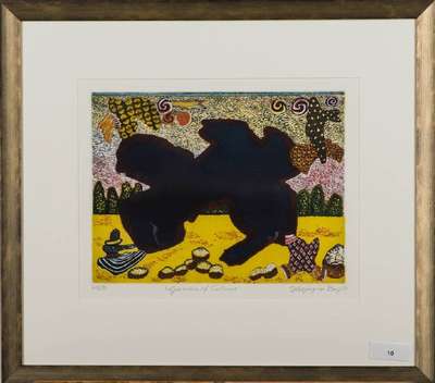 Charlotte Herzog von Berg, geb. 1936 Mannheim, Garden of Colours, Lithographie, sign., num. 60/70, dat. (19)97, ca. 24,5x32,5 cm, unter Glas gerahmt, ...