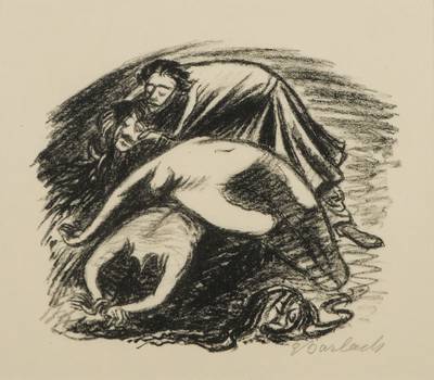 Ernst Barlach, 1870-1938, Legende II/Der Totenhügel, 1924, Lithografie, handsign., Auflage 100 Ex., zu "Goethe. Ausgewählte Gedichte", ...