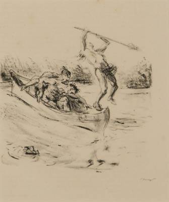 Max Slevogt, 1868-1932, Konvolut aus 3 Lithografien, darunter: Der Riese kämpft mit dem Königssohn, 1920, Auflage 100Ex., WVZ: Söhne Nr. 597, ca. ...