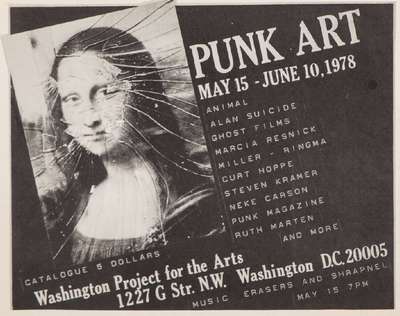 Washington Projects for the Arts, Punk Art, Ausstellungsplakat mit Smashed Mona von Curt Hope als Cover, 1978, Blattgr. 21x28 cm, seltenes Exemplar, ...