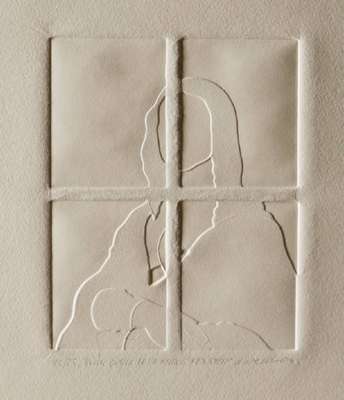 Arno Waldschmidt, geb. 1936, Blick durch Leonardo´s Fenster, Prägedruck auf Velin, sign., dat. 1965, num. 15/25, Blattgr. 39,5x27 cm, Provenienz: ...
