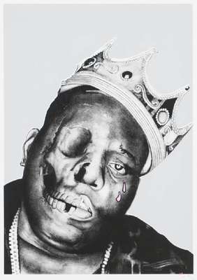 Rom Ramirez, Death of HipHop-Biggie, Farbsiebdruck, kreiert für Bind.Torture.Kreate. 2011, sign., num. /25, gedruckt von Up the Arts London, ...