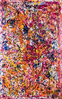 ZIMCON, geb. 1938 Hannover, Meisterschüler von A.R. Penck, hier: Political and Human Rights, Acryl/Lwd, sign., verso betitelt, 160x100 cm