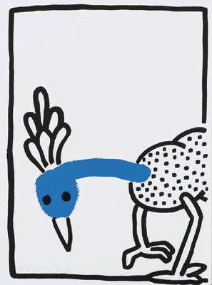 Keith Haring, 1958-1990, Siebdruck aus Story of red and Blue, 1989, sign., dat. 90, verso Echtheitszertifikat, num 23/90, Blattgr. 58x42cm