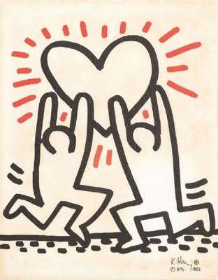 Keith Haring, 1958-1990, Konvolut aus 6 Lithografien, Serie Sali Adalat, auf Onion- Papier/ Japanpapier, je drucksigniert, je 29x22 cm, je unter Glas ...