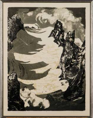 Erich Rockenbach, 1911-1984 Ludwigshafen, Cimon di Jassi, Lithografie, Handabzug, handsign., num. 2/30, betitelt, Blattgr. 68x53cm, unter Glas gerahmt