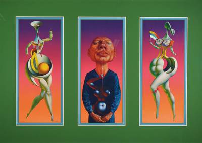 Rudolf Hausner, 1914-1995, Adam Triptychon, drei Farblithographien, alle handsign., num. 43/150, je ca. 48x19,5cm, unter Glas gerahmt