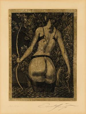 Ernst Fuchs, 1930-2015, Diana, Lithographie mit Golddruck, sign., num. 143/200, ca. 28,5 x 20,5 cm, unter Glas gerahmt