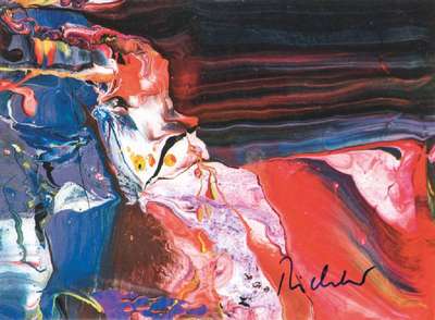 Gerhard Richter, geb. 1932, Kunstpostkarte, handsign., ca. 10,5x15 cm