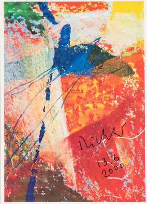 Gerhard Richter, geb. 1932, Kunstpostkarte, handsign., dat. 13.6.2000, ca. 15x10,5 cm