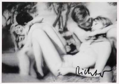 Gerhard Richter, geb. 1932, Kunstpostkarte, Liebespaar, handsign., ca. 10,5x15 cm