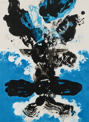 Gert Steinach, 1940-2015 Essen, Collage Blau Schwarz, Acryl/Collage auf Karton, sign., ca. 80x60 cm, unter Glas gerahmt