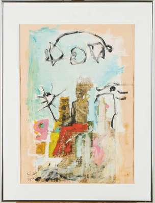 Heinz Morszoeck, geb. 1961, Meisterschüler von Markus Lüpertz, Aquarell/Kreide/Gouache auf Karton, sign., dat. 99, ca. 70x50 cm, PP, unter Glas ...