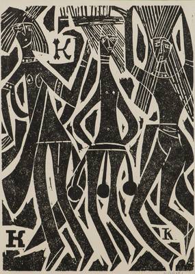 HAP Grieshaber, 1909-1981, Die Kohorte des Köstschei, 1965, Holzschnitt, handsign., Platte 52x38 cm, PP, unter Glas gerahmt
