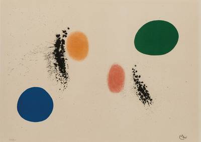 Joan Miró, 1893-1983, Farblithografie, drucksigniert, num. 248/300, Prägestempel Edition Maeght Paris in li unteren Ecke, Blattgr. 46,5 x 62,5 cm, ...