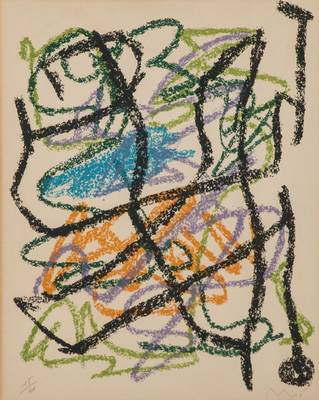Joan Miró, 1893-1983, Composition aus "Je travaille comme un jardinier", 1963, Farblithografie auf Rives BFK Papier, re oben Druckstempel, ...