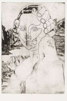 Nadezda Pliskova, Mona Lisa (nach Leonardo da Vinci), Radierung auf Büttenpapier, sign., dat. 1968, ca. 75x55,5 cm