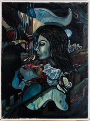 Hellmut Neukirch, geb. 1937 Berlin, Phantastische Welt der Augen, Öl/Lwd, verso sign., 80x60 cm, Rahmen