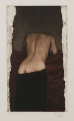 Willi Kissmer, geb. 1951, Rückenakt, Farbradierung, handsign., épreuve d'artiste, Platte 34x20 cm, unter Glas gerahmt, gesamt 60x45 cm